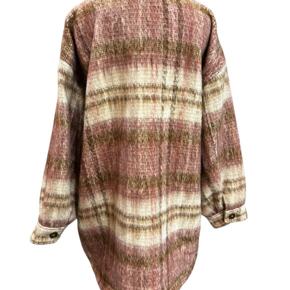 Lucky Brand NWT Oversized Plaid Shacket XL Button Up Jacket Neutral - Picture 5 of 10
